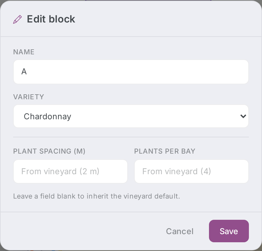Portal Maps block card with the Edit block dialog open, showing Variety as a dropdown inside the dialog.